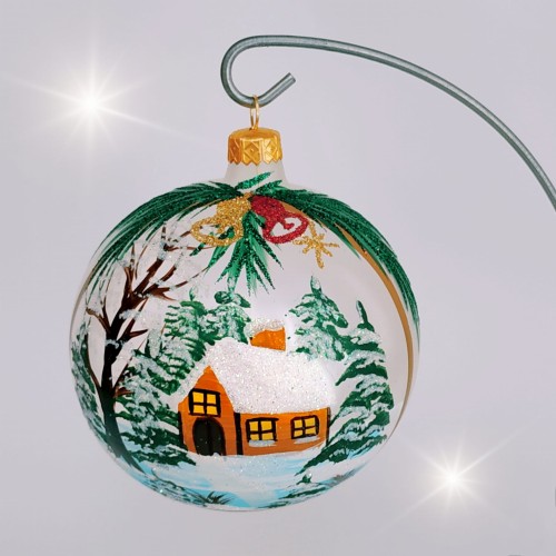 Bombka szklana Widok w oknie niesrebrzona 10 cm 1 szt