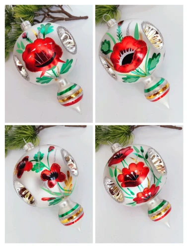 Bombki szklane WISIOR W MAKI reflektor zestaw 8cm/4 sztuki