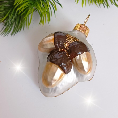 Bombka szklana ŻOŁĄDŹ NA LIŚCIU biały