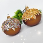 Bombki szklane PĄCZEK  zestaw 2 sztuki bursztyn kamyczki