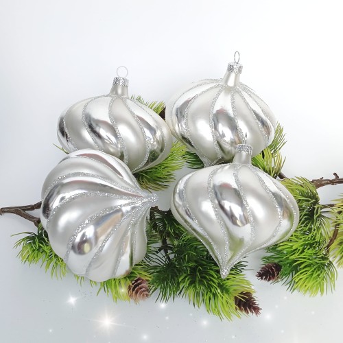 Bombka szklana BIAŁE DUŻE BĄCZKI KLIN