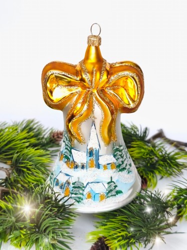Bombka szklana DZWONEK Z KOKARDĄ
