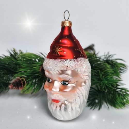 Bombka szklana Głowa Mikołaja