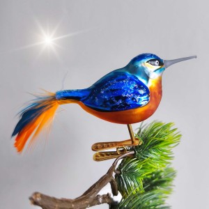 Bombka PTASZEK MAŁY ZIMORODEK na klipsie stopce  1 sztuka   