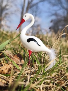Bombka szklana BOCIAN na klipsie ptaszek 1 szt