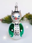 Bombka szklana KOT W ZIELONEJ KAMIZELCE 1 szt