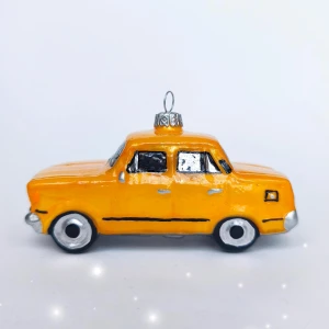 Bombka szklana DUŻY FIAT 125p ŻÓŁTY auto 1 szt 