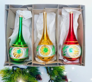 Bombki szklane MACZUGI Z REFLEKTOREM zestaw 3szt 