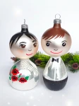Bombki szklane PARA MŁODYCH Brunetka+Szatyn Ślub Rocznica GRATIS imiona data  